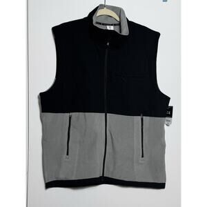Xersion Big & Tall Mock Neck Fleece Vest Black Gray XLT Layering Piece NSYNC